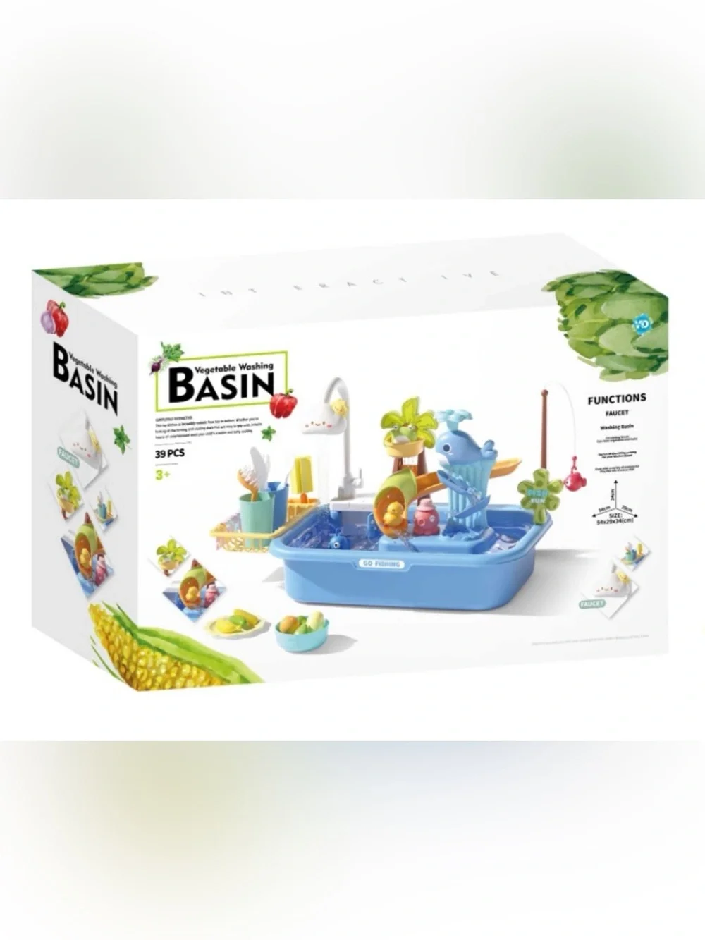 Go Fishing 4-In-1 Play Sink, Running Water Faucet Kitchen & Bath Toys New in Box